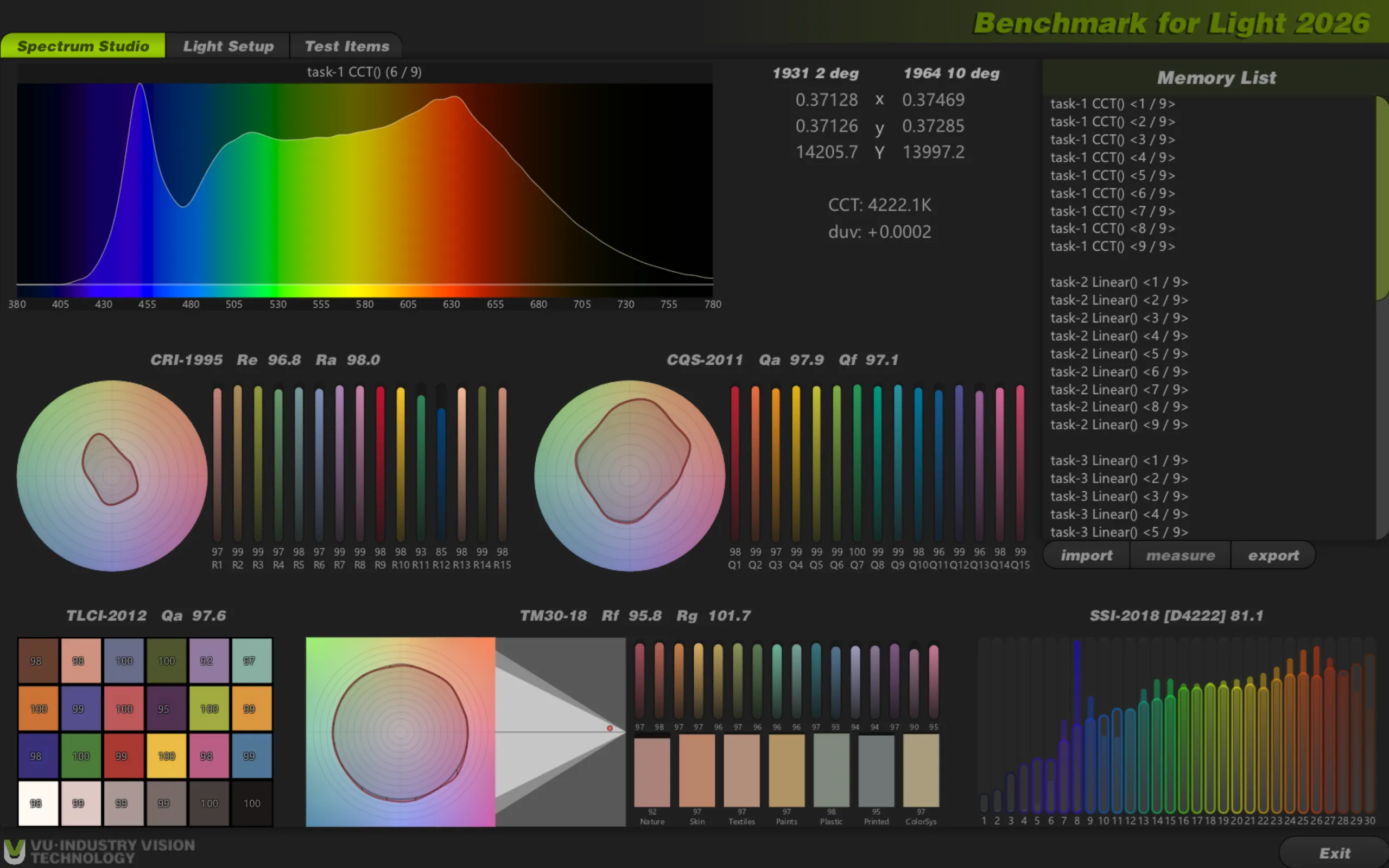 BenchMark Light Color Quality QC Software